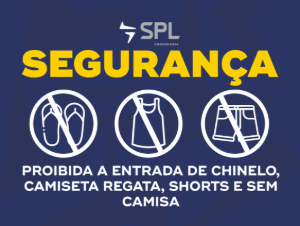 SPL02-04 Proibida a entrada de chinelo, camiseta regata, shorts e sem camisa