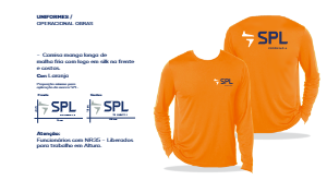 SPL12-3 Operacional manga longa laranja NR35